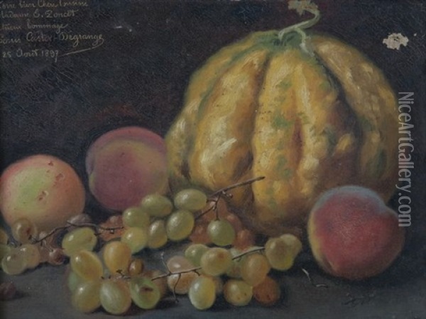 Nature Morte Au Melon Oil Painting - Adolphe Louis (Napolean) Castex-Degrange