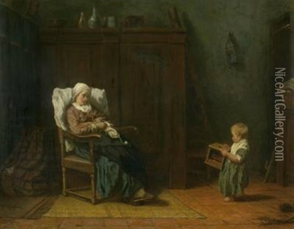 Mutter Und Kind In Der Stube Oil Painting - Jozef Israels