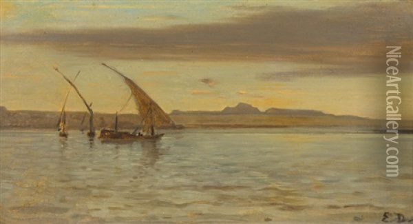 Barques Sur Le Nil Oil Painting - Etienne Duval