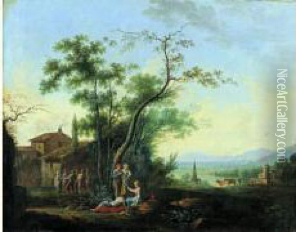 La Fete De L'arbre De Mai Oil Painting - Jean-Baptiste Claudot De Nancy