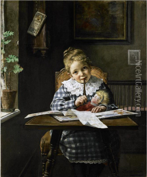 The Letter Oil Painting - Hermann Lang