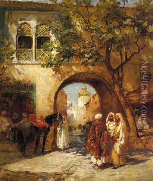 By the City Gate Oil Painting - Frederick Arthur Bridgman