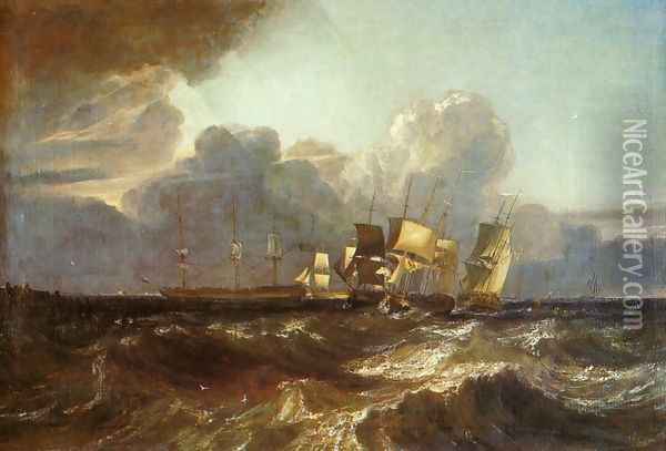 Ships Bearing Up for Anchorage (or The Egremont sea Piece) Oil Painting - Joseph Mallord William Turner