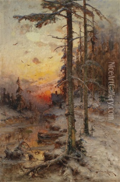 Abendstimmung Oil Painting - Yuliy Yulevich (Julius) Klever