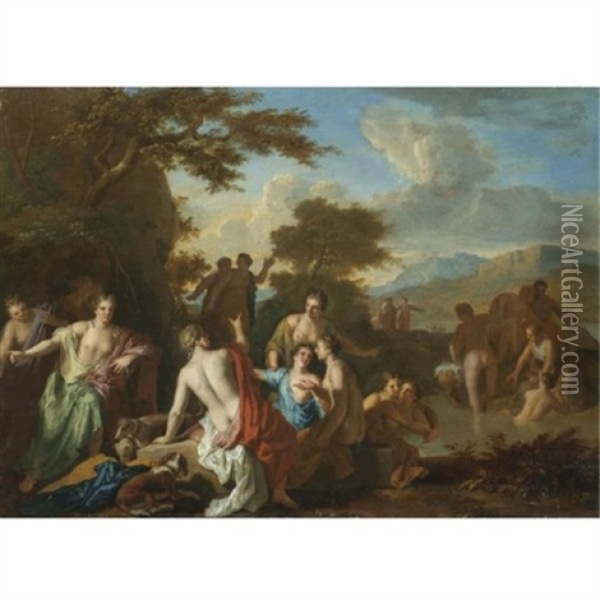 Diana And Her Nymphs Resting After The Hunt Oil Painting - Gerard Hoet the Elder