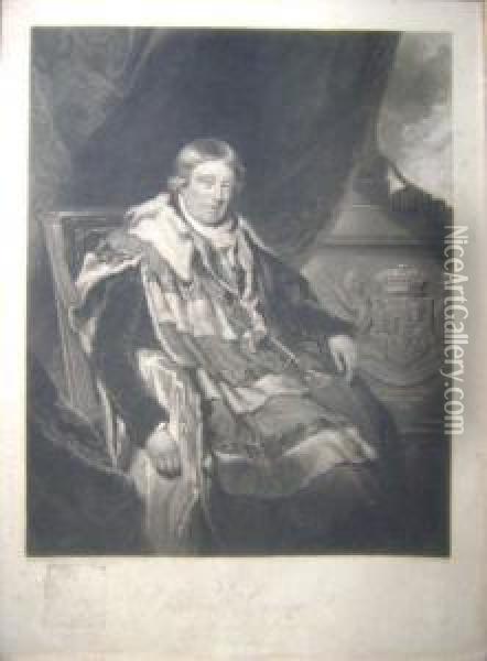 After Arthur William Devis , 'viscount Curzon - A Portrait', Engraving, 54cm X 39cm, Framed Oil Painting - William Say