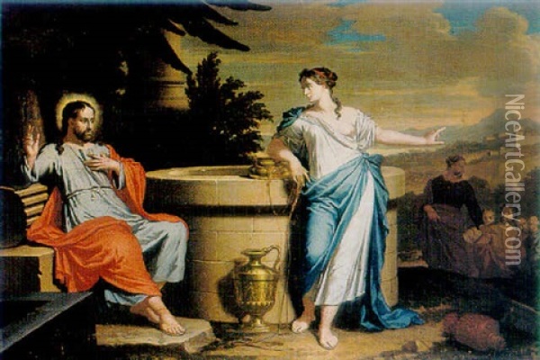 Christ And The Woman Of Samaria At The Well Oil Painting - Richard van Orley