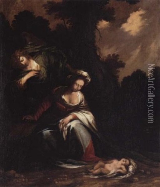 Hagar And The Angel Oil Painting - Pietro Ricchi