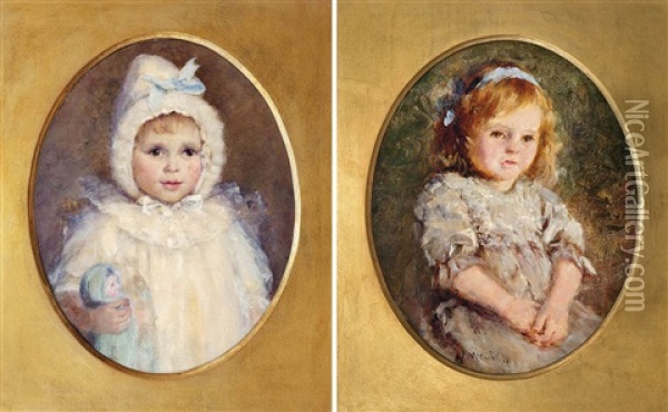 Mary Mccubbin And Kathleen Mccubbin (2 Works) Oil Painting - Frederick McCubbin