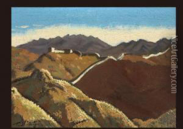 The Great Wall Of China Oil Painting - Shimizu Tosho