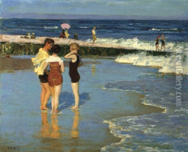 At Rockaway Beach Oil Painting - Edward Henry Potthast