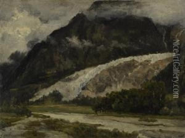 Vallee Suisse Au Glacier Oil Painting - Constant Dutilleux
