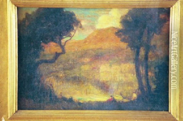A Lake Oil Painting - Charles Walter Stetson