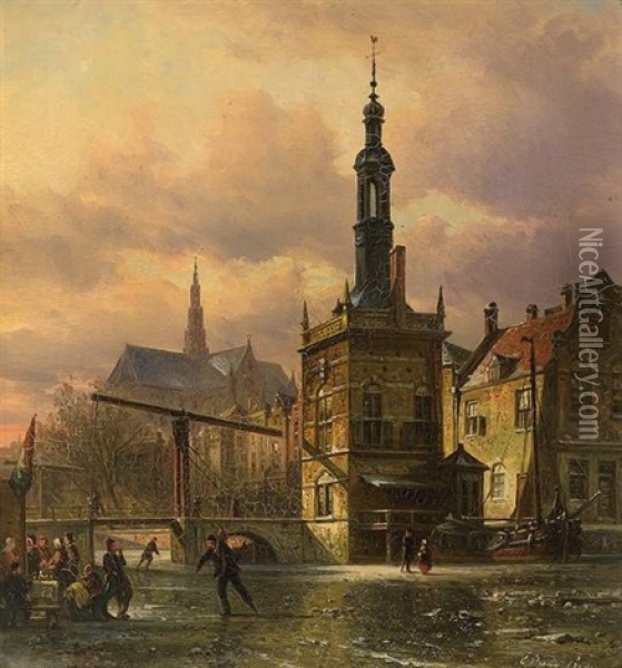 Ansicht Der Stadt Alkmaar Oil Painting - Elias Pieter van Bommel