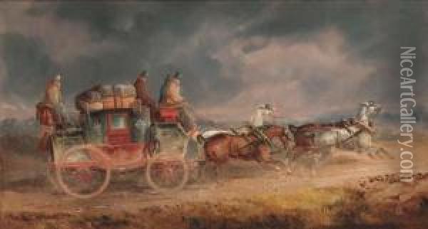 The Louth To London Royal Mail Coach Oil Painting - Charles Cooper Henderson