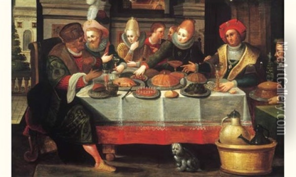 Scene De Banquet Oil Painting - Ambrosius Francken the Younger