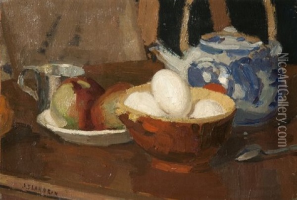 Les Oeufs Oil Painting - Jules Leon Flandrin