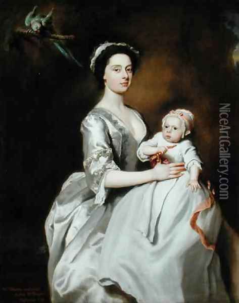 Mrs Sharpe and Child Oil Painting - Joseph Highmore