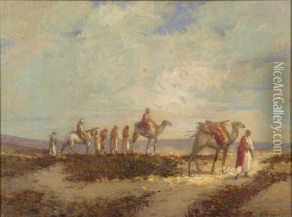 Crossing The Desert Oil Painting - Victor Pierre Huguet