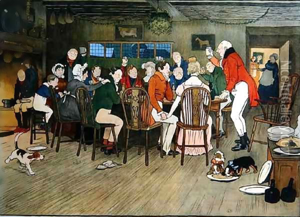 The Christmas Dinner at the Inn Oil Painting - Cecil Charles Aldin