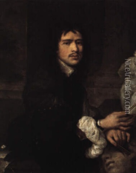 Portrait Of A Sculptor (the Artist's Son?) Oil Painting - Cornelis Jonson Van Ceulen
