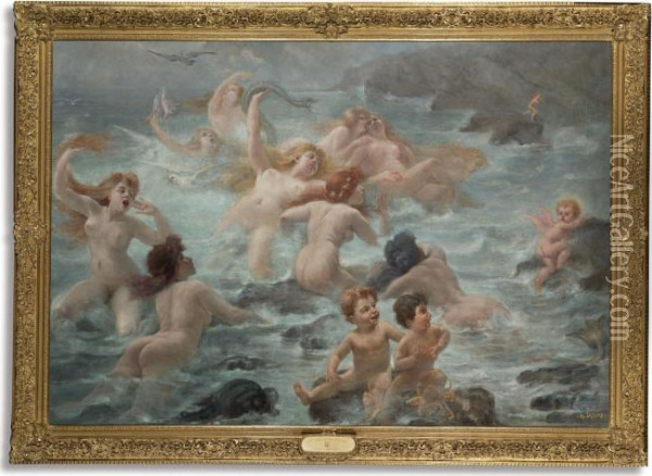 Le Chant Des Sirenes Oil Painting - Adolphe Lalire