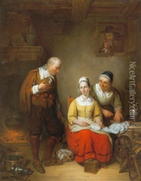 Der Verehrer Oil Painting - Ferdinand de Braekeleer the Elder