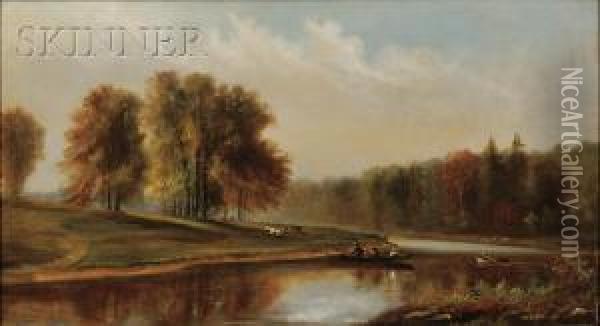 Maine View With Hunters Oil Painting - Wesley Elbridge Webber