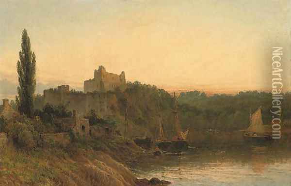 Chepstow Castle Oil Painting - Henry Thomas Dawson
