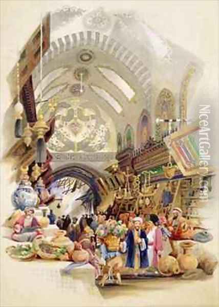 The Missr Tcharsky, or Egyptian Market, in Constantinople Oil Painting - A. Margaretta Burr