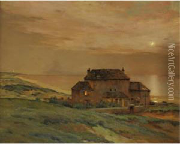 Moonlight By The Sea Oil Painting - Jean-Charles Cazin