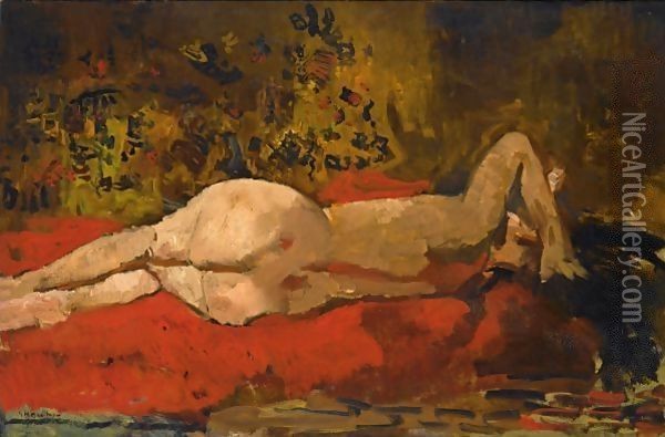 A Reclining Nude Oil Painting - George Hendrik Breitner