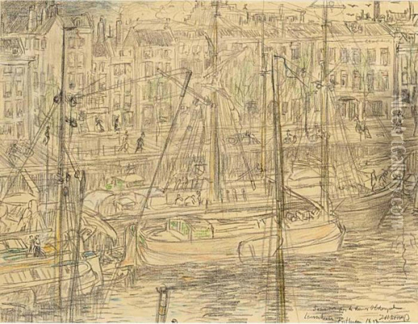 A View Of The Leuvehaven, Rotterdam Oil Painting - Jan Toorop