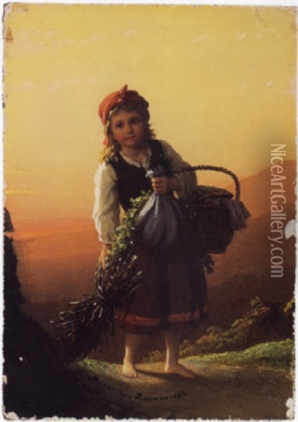 Das Heimkehrende Madchen Oil Painting - Johann Georg Meyer von Bremen