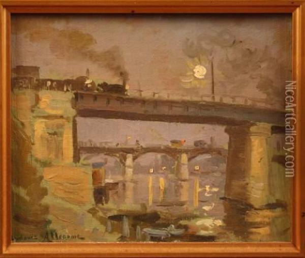 Pont Du Chemin De Fer Oil Painting - Ludovic Alleaume