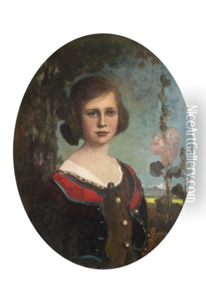 Damenportrait Oil Painting - Anton Mueller-Wischin