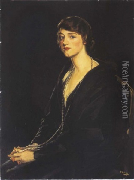 Portrait Of Mrs. E. Bowen-davies Oil Painting - John Lavery