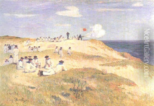 Marins Sur Les Dunes; Locqueltas Oil Painting - Henry Moret