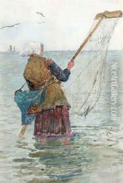 Shrimping Oil Painting - Lionel Percy Smythe