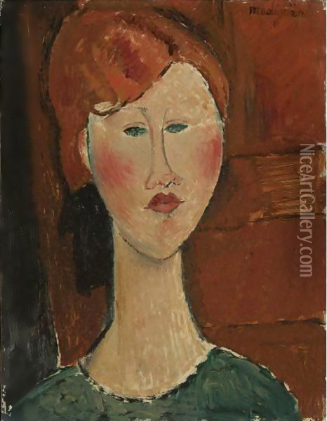 Femme Aux Cheveux Rouges Oil Painting - Amedeo Modigliani