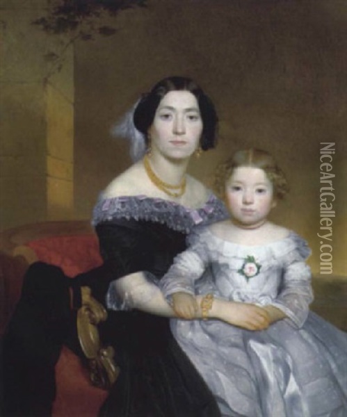 Mutter Und Tochter Oil Painting - Friedrich von Amerling