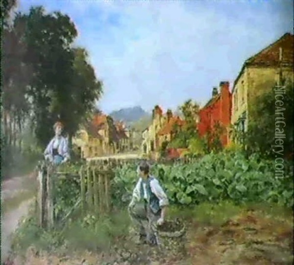 Village Scene Oil Painting - Henry John Yeend King