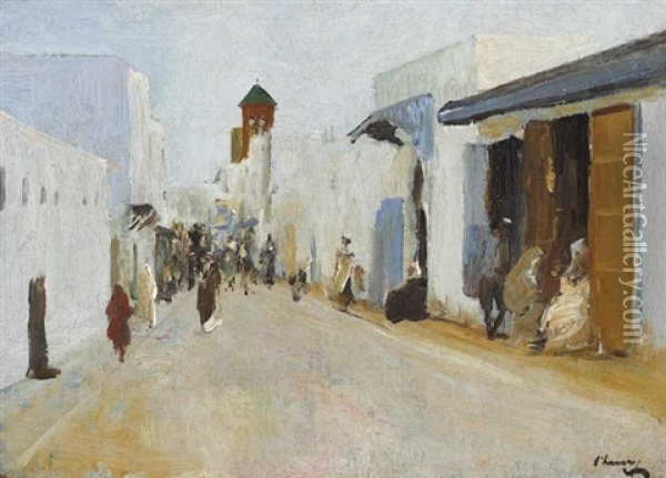 A Street In Rabat, Morocco Oil Painting - John Lavery