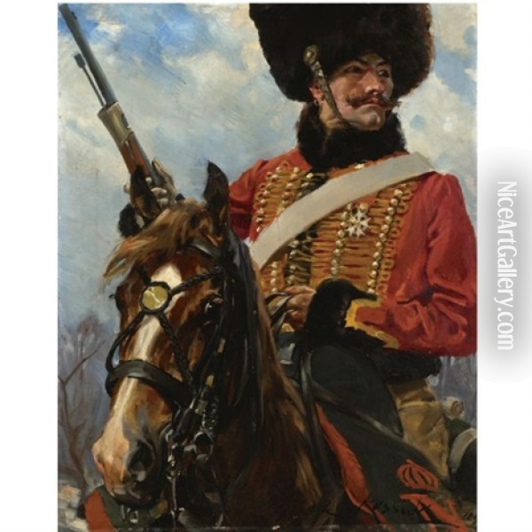 Horseman Oil Painting - Woiciech (Aldabert) Ritter von Kossak
