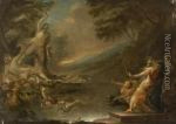 Cani E Ninfe In Un Paesaggio Oil Painting - Peter Paul Rubens