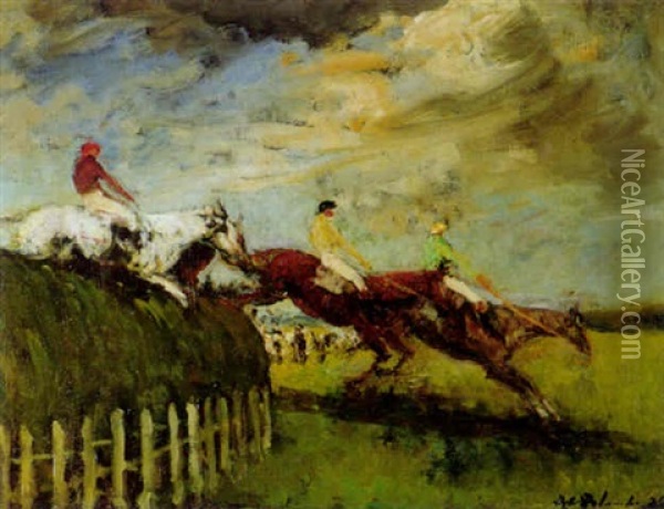 The Steeplechasers Oil Painting - Jacques-Emile Blanche