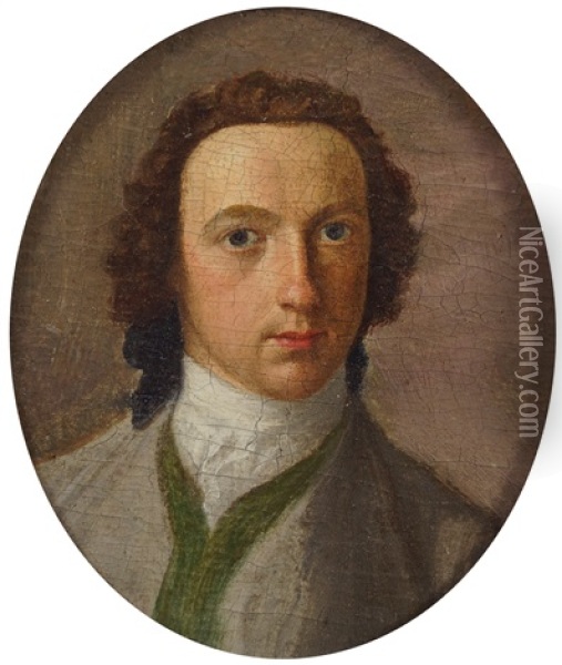 Half Profile Portrait Of An Artist Oil Painting - Hugh Douglas Hamilton