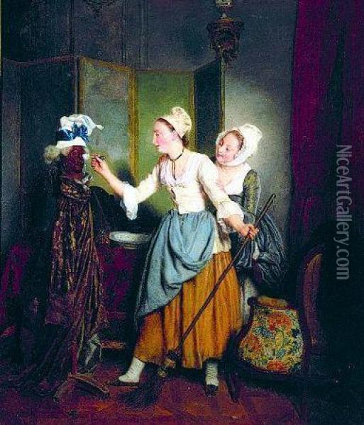 La Servante Maitresse Oil Painting - Jean Alphonse Roehn