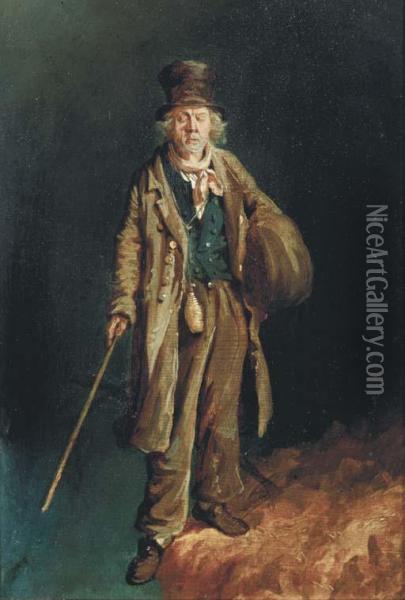 Beggar On The Brink Of Disaster Oil Painting - John Carlin
