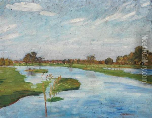 Uberschwemmte Wummewiesen Oil Painting - Otto Modersohn